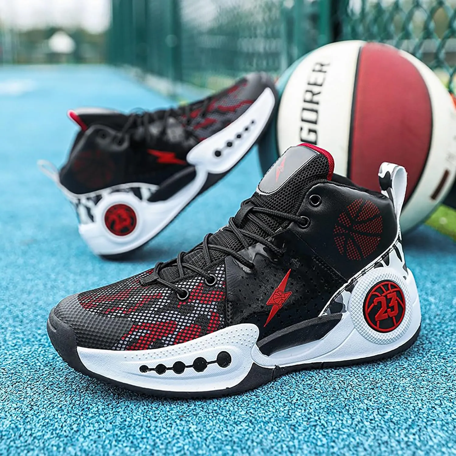 Kids Basketball Shoes Boys Girls High Top Sneakers Comfy Breathable Outdoor Cushioning Athletic Shoes for Training Running