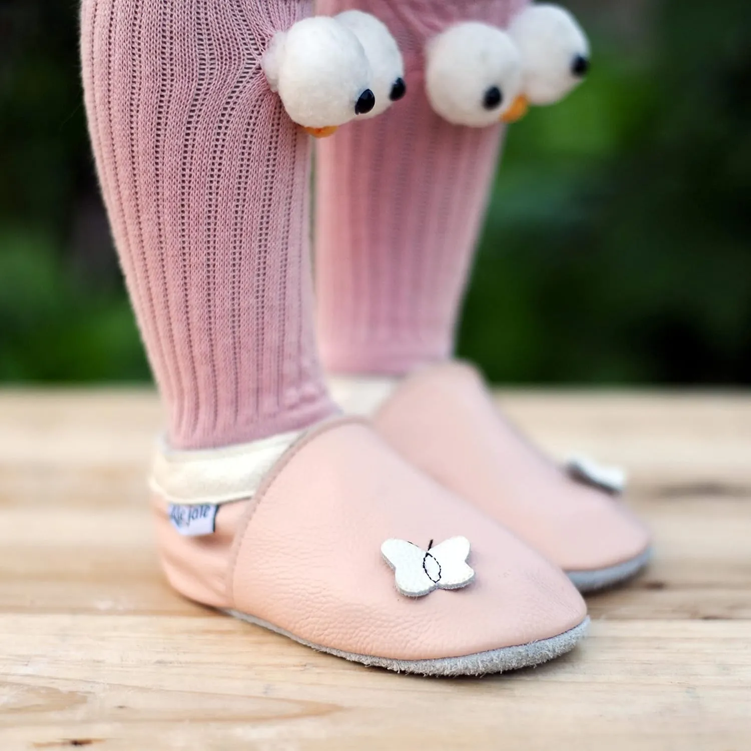 Mejale Baby Shoes Soft Sole Leather Moccasins Cartoon Butterfly Infant Toddler First Walker Slippers
