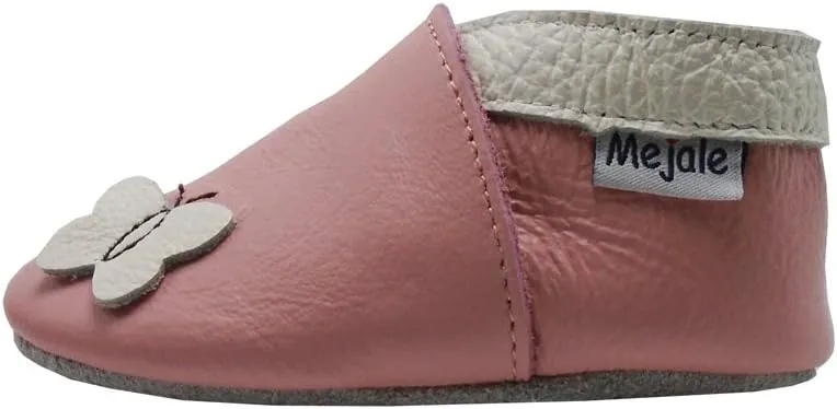 Mejale Baby Shoes Soft Sole Leather Moccasins Cartoon Butterfly Infant Toddler First Walker Slippers