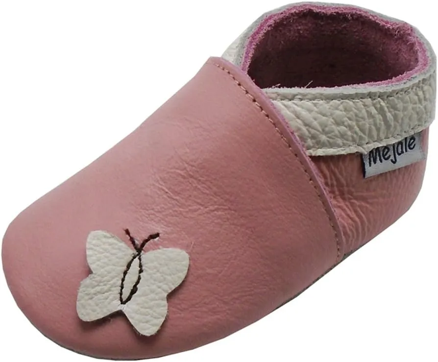 Mejale Baby Shoes Soft Sole Leather Moccasins Cartoon Butterfly Infant Toddler First Walker Slippers