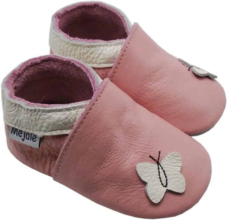 Mejale Baby Shoes Soft Sole Leather Moccasins Cartoon Butterfly Infant Toddler First Walker Slippers