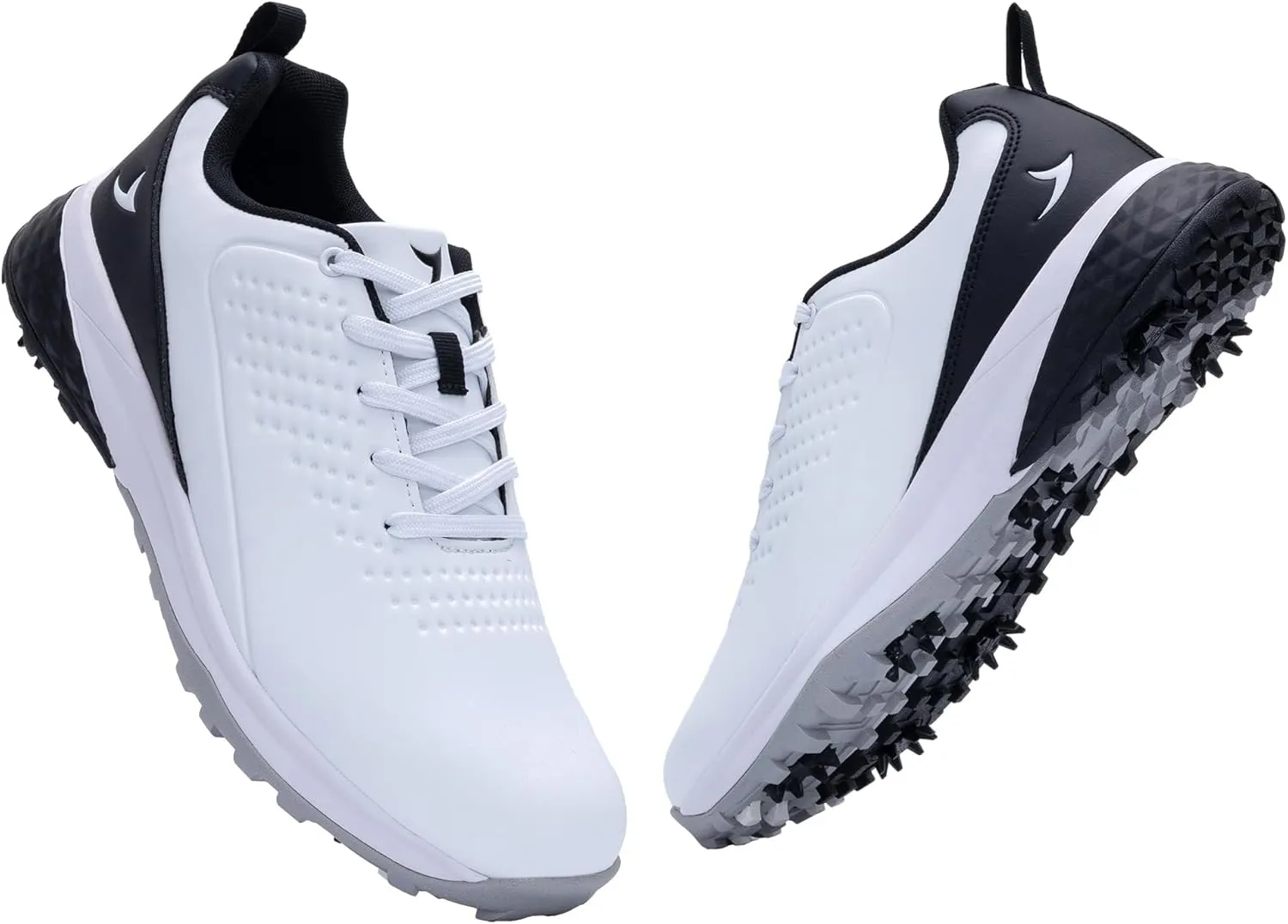 Mens Golf Shoes Waterproof Non-Slip Spiked Lightweight Outdoor Sport Walking Training Sneakers White US 7-12
