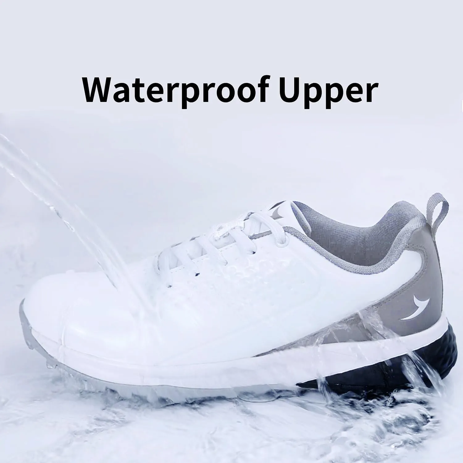 Mens Golf Shoes Waterproof Non-Slip Spiked Lightweight Outdoor Sport Walking Training Sneakers White US 7-12