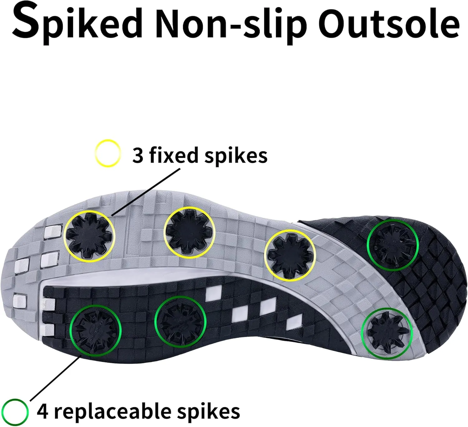 Mens Golf Shoes Waterproof Non-Slip Spiked Lightweight Outdoor Sport Walking Training Sneakers White US 7-12