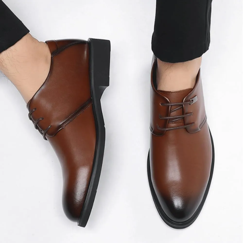 Men's Invisible Height Increasing Elevator Shoes, Lace-up Leather Dress Oxfords, Patent Leather Formal Wedding & Prom Heels
