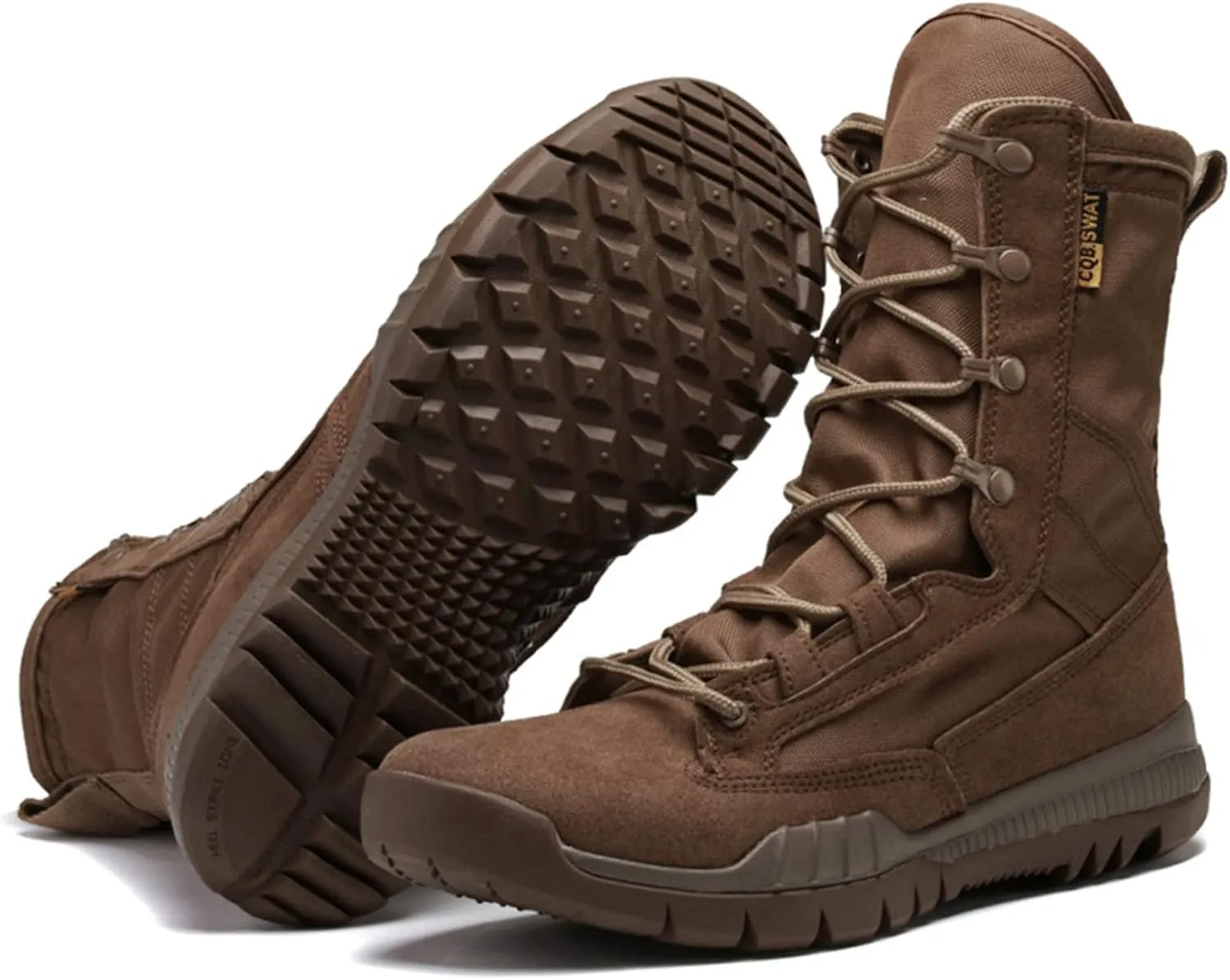 Men's Leather Military Tactical Boots Lightweight Work Boots Desert Combat Boots with Lifting Shoe String