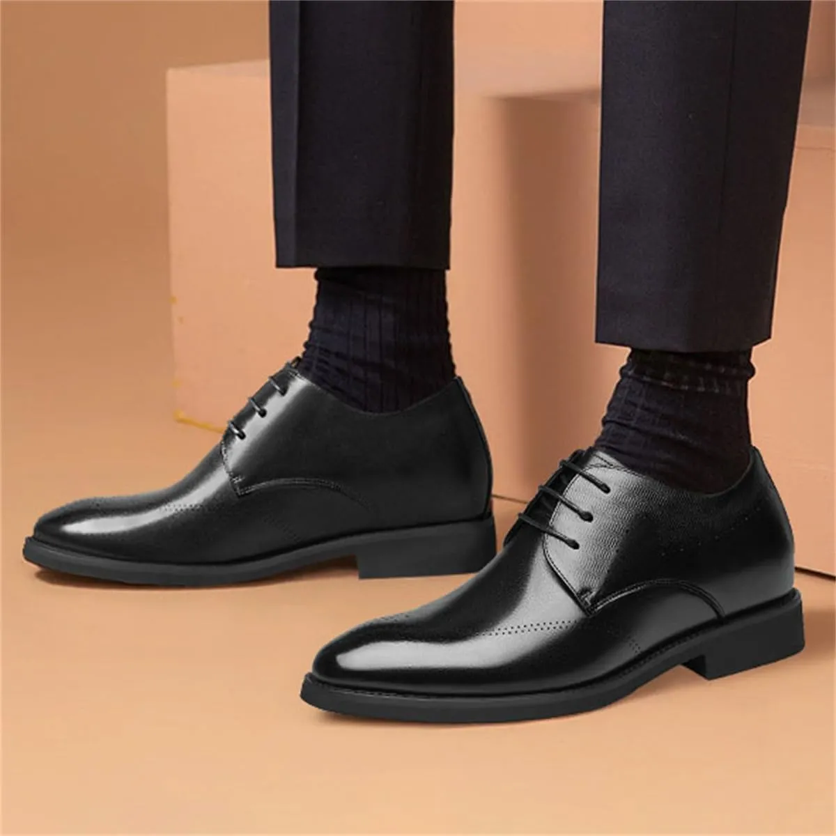 Men's Oxford Dress Elevator Shoes Classic Lace Up Modern Business Wedding Shoes for Formal Occasions