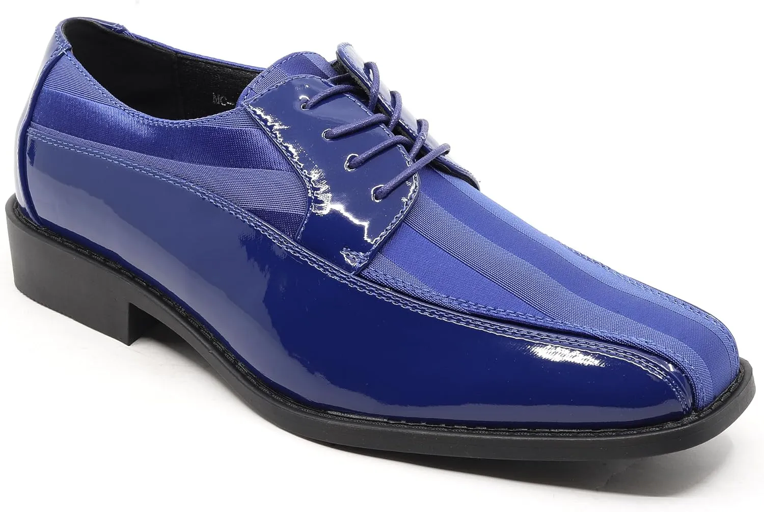 Men's Oxford Lace up Striped Satin Patent Tuxedo Dress Shoes MC-179