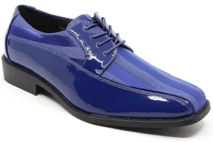 Men's Oxford Lace up Striped Satin Patent Tuxedo Dress Shoes MC-179