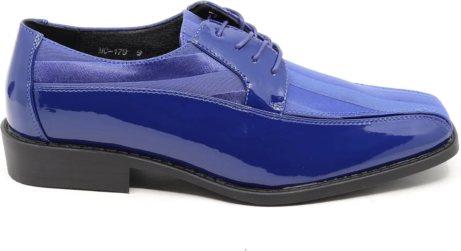 Men's Oxford Lace up Striped Satin Patent Tuxedo Dress Shoes MC-179