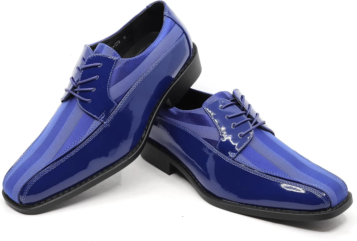 Men's Oxford Lace up Striped Satin Patent Tuxedo Dress Shoes MC-179