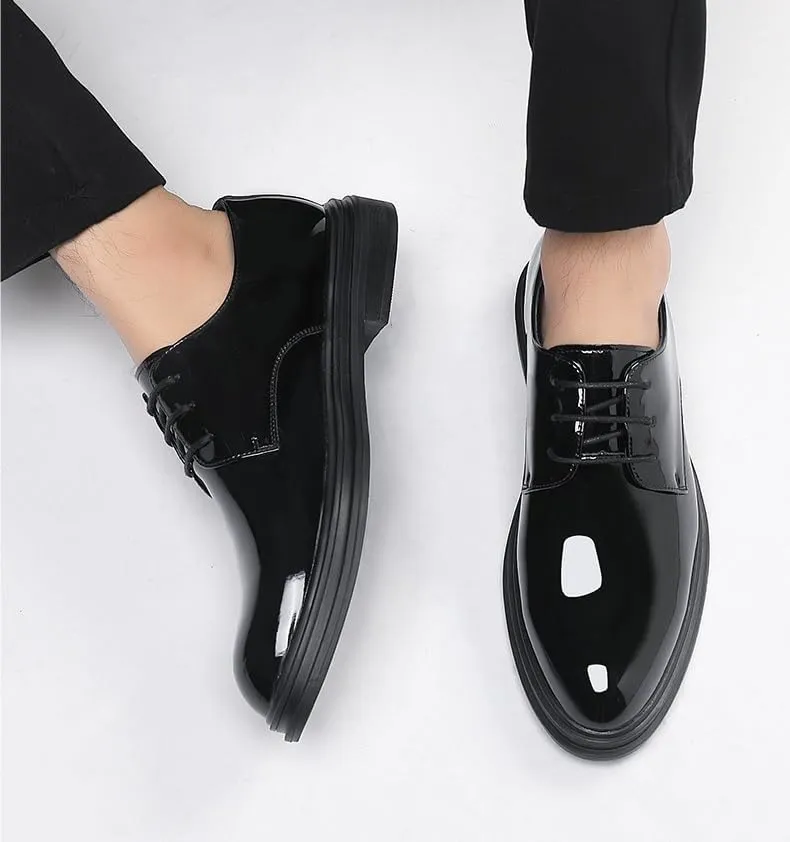 Mens Patent Leather Dress Shoes  Formal Business Oxford, Non-Slip Men's Elevator Shoes 2" Taller Business