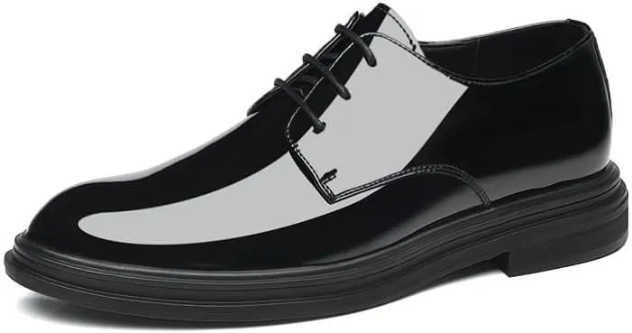 Mens Patent Leather Dress Shoes  Formal Business Oxford, Non-Slip Men's Elevator Shoes 2" Taller Business