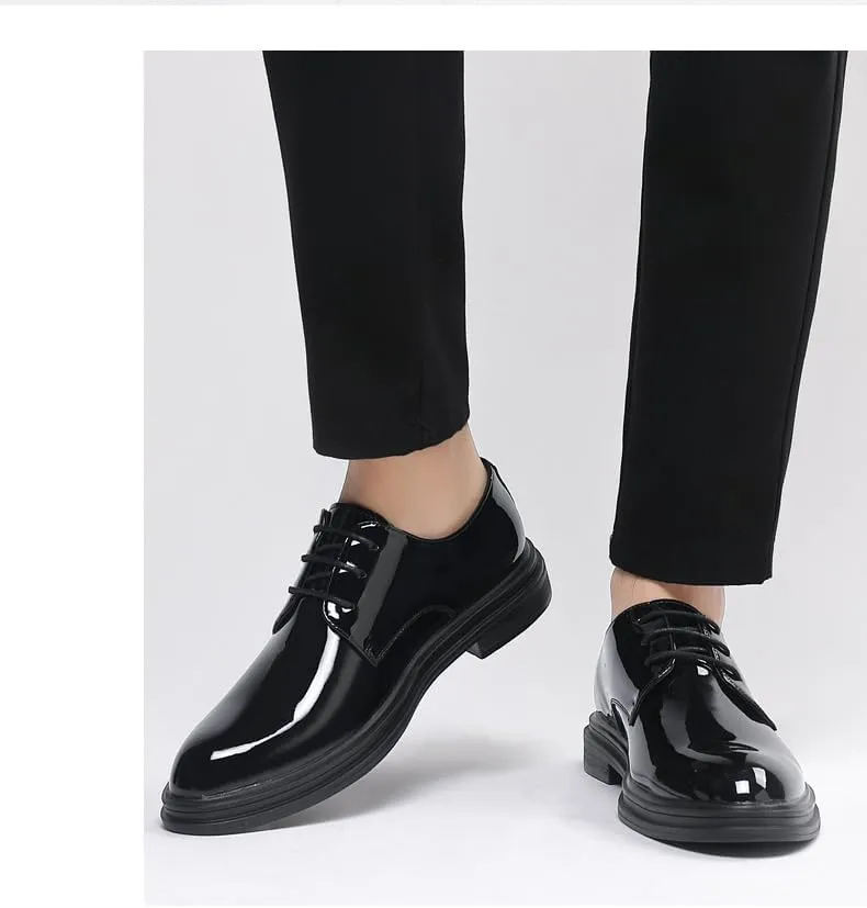 Mens Patent Leather Dress Shoes  Formal Business Oxford, Non-Slip Men's Elevator Shoes 2" Taller Business