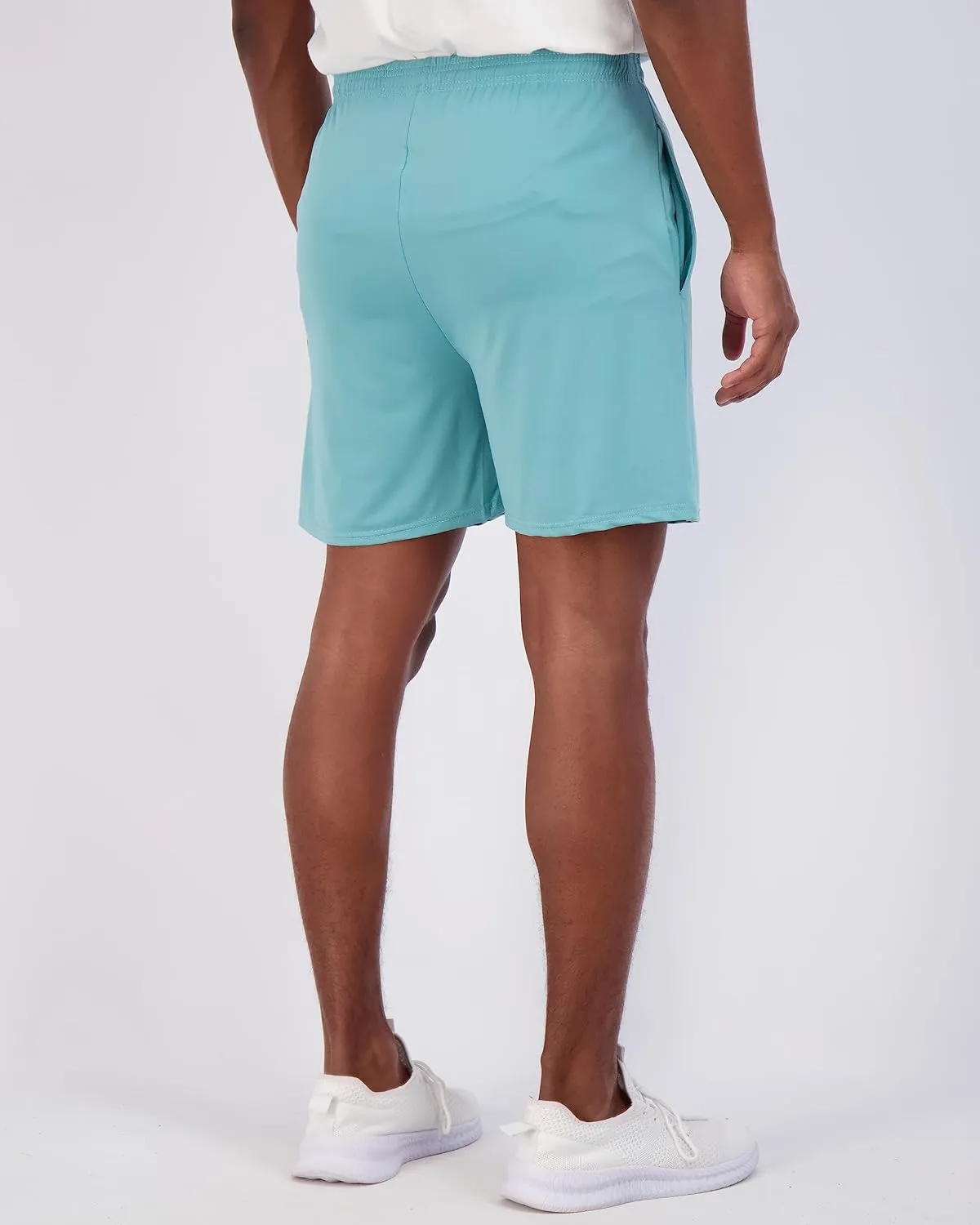 Real Essentials 5 Pack: Men's 5" Inseam Dry-Fit Running Workout Shorts - Pockets & Drawstring (Available in Big & Tall)