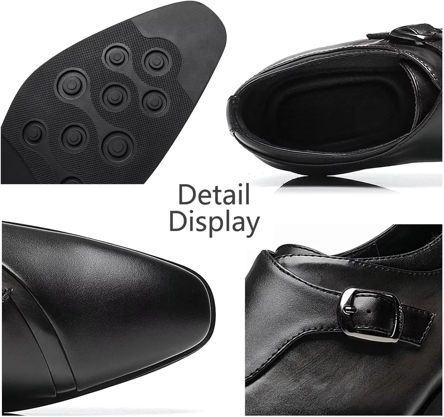 SANNAX Monk Strap Mens Dress Loafer Shoes Plain Toe Classic Oxfords Shoes for Formal Business Wedding