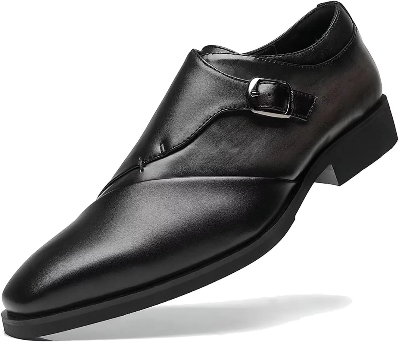 SANNAX Monk Strap Mens Dress Loafer Shoes Plain Toe Classic Oxfords Shoes for Formal Business Wedding