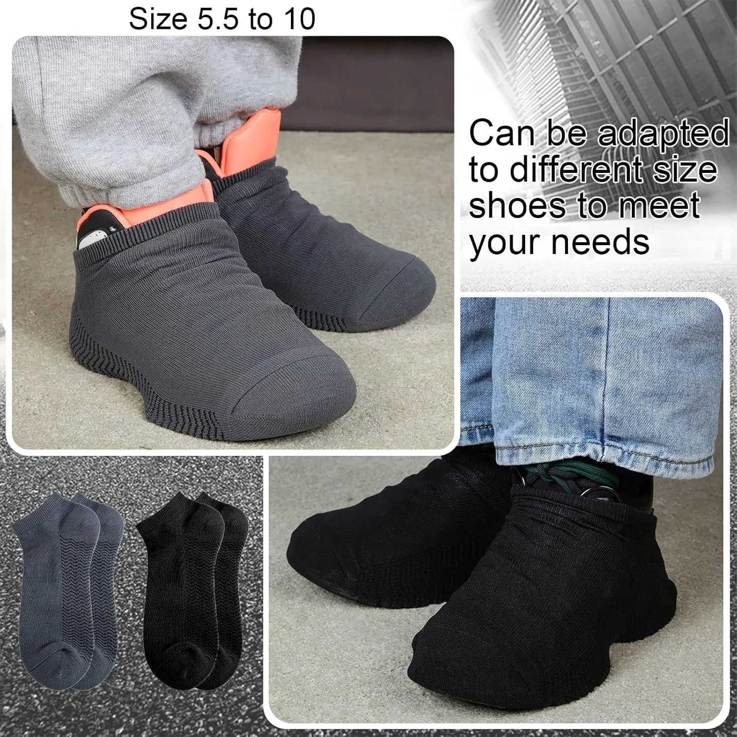 SATINIOR 4 Pairs Dance Shoe Socks over Sneaker for Smooth Floors Dance Protect Knees Shoe Sliders Ballet Dancer Turning Socks