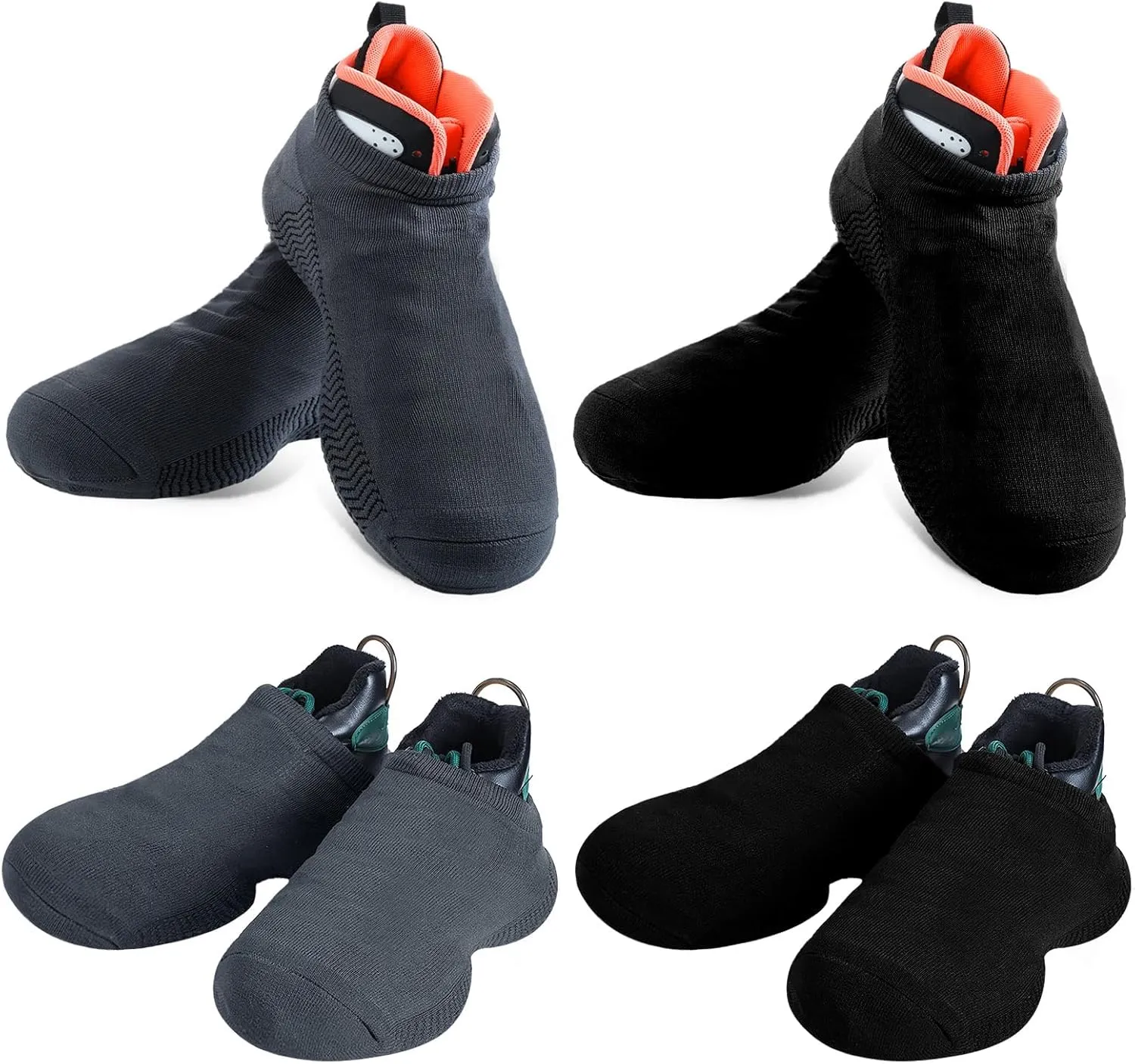 SATINIOR 4 Pairs Dance Shoe Socks over Sneaker for Smooth Floors Dance Protect Knees Shoe Sliders Ballet Dancer Turning Socks