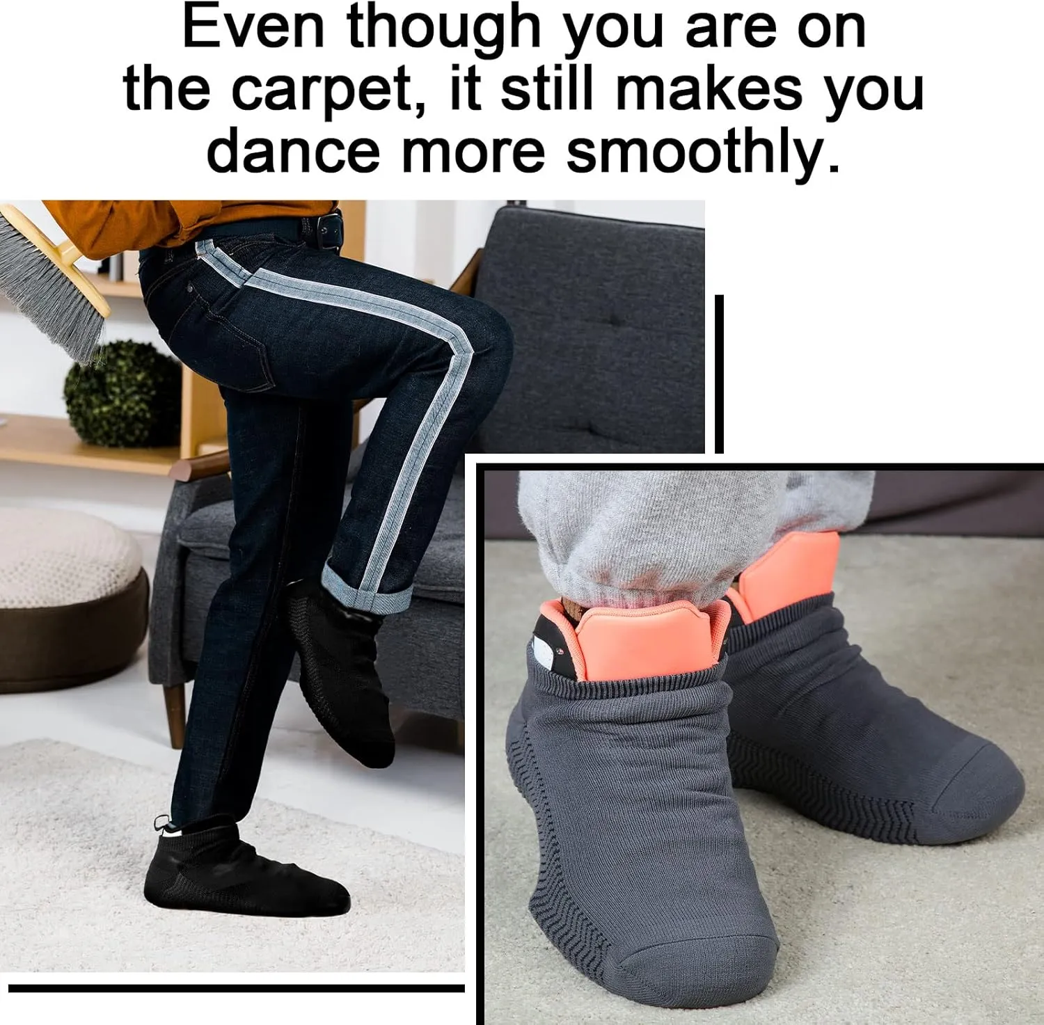 SATINIOR 4 Pairs Dance Shoe Socks over Sneaker for Smooth Floors Dance Protect Knees Shoe Sliders Ballet Dancer Turning Socks