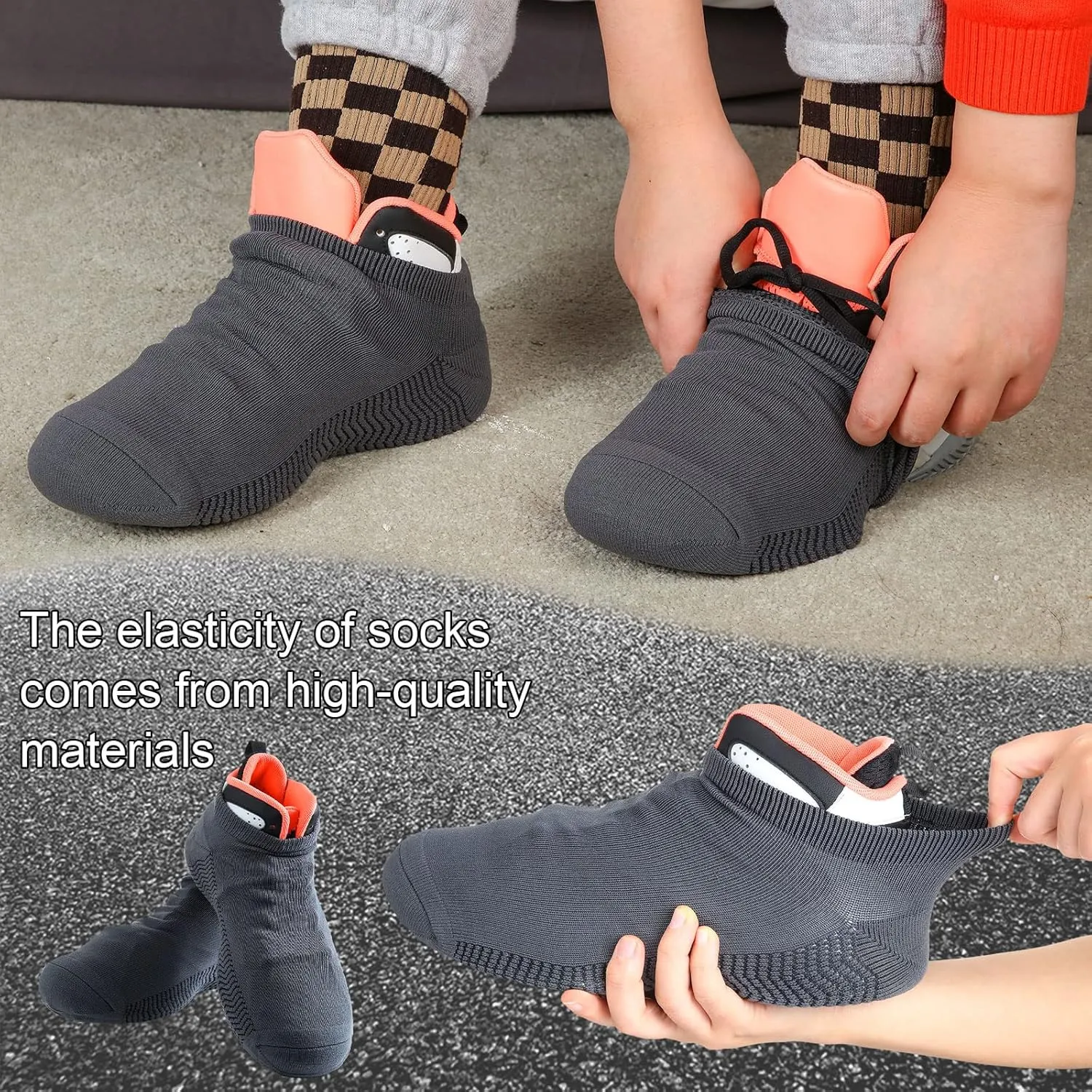 SATINIOR 4 Pairs Dance Shoe Socks over Sneaker for Smooth Floors Dance Protect Knees Shoe Sliders Ballet Dancer Turning Socks