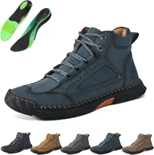 Sawbehind Mens Boots, Sawbehind Leather Boots Mens, Waterproof, Arch Support, Spacious Toe Box Outdoor Orthopedic Shoes