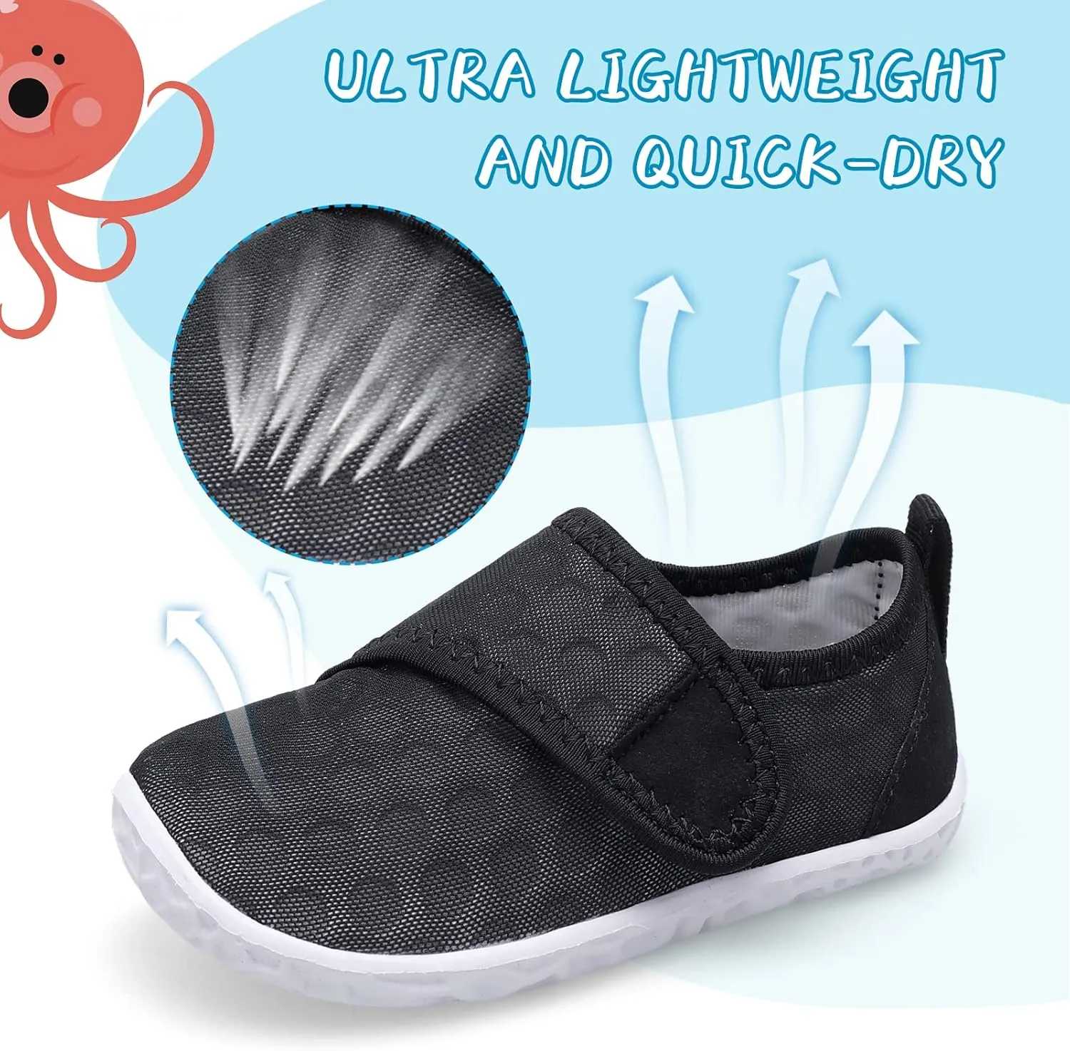 shopUAL Toddler Water Shoes Kids Girls Boys Beach Aqua Socks Skin Barefoot Walking Water Shoes Quick Dry Non-Slip Breathable Swim Pool Surf