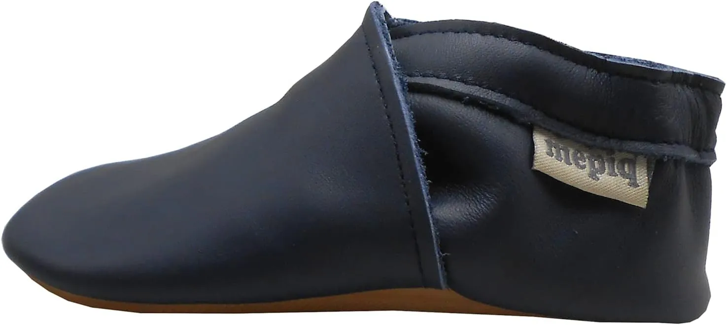 Soft Leather Slippers Baby Moccasins with Rubber Sole, Anti-Slip Infant Toddler First Walking Shoes for Boys Girls, 0-24 Months