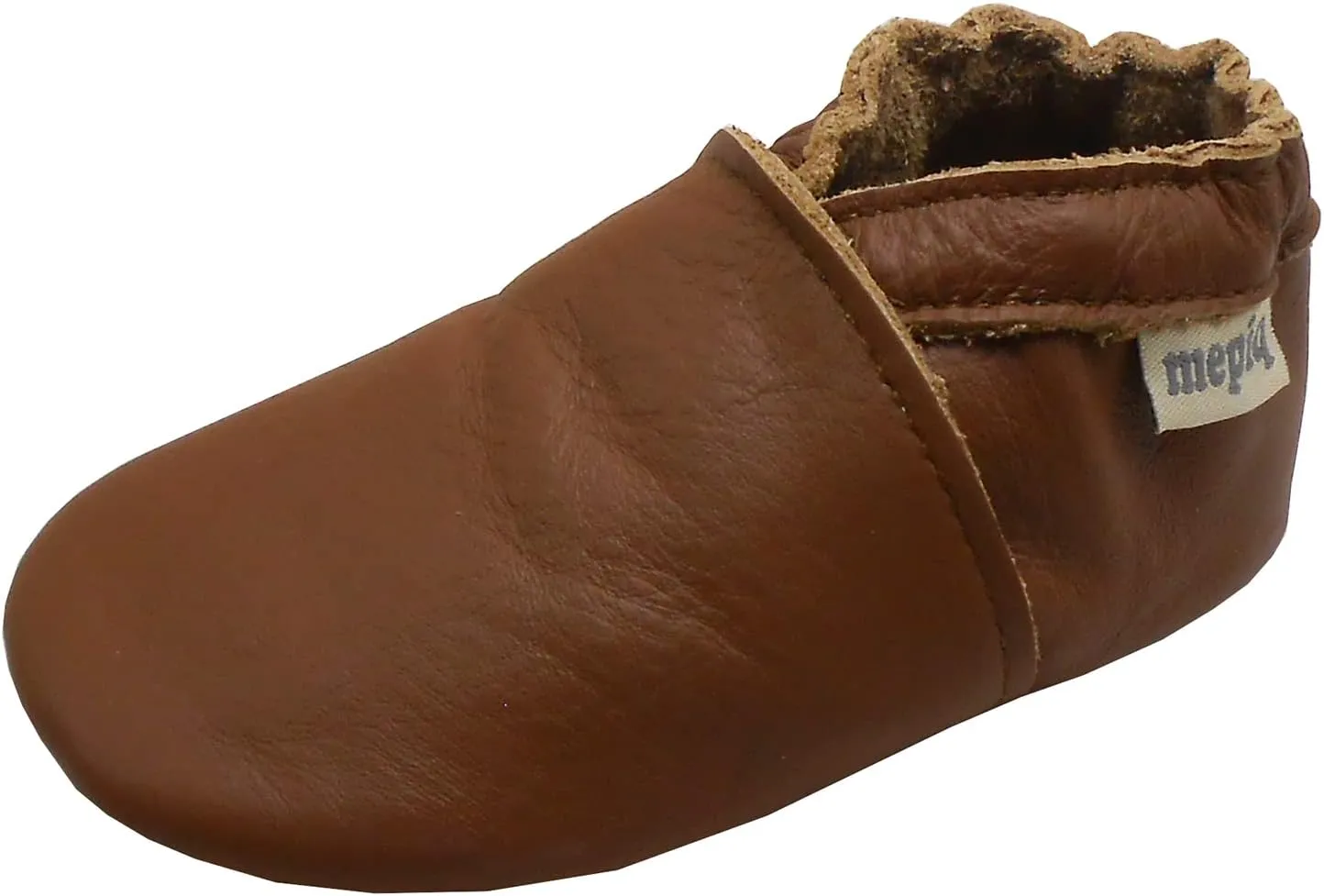 Soft Leather Slippers Baby Moccasins with Rubber Sole, Anti-Slip Infant Toddler First Walking Shoes for Boys Girls, 0-24 Months