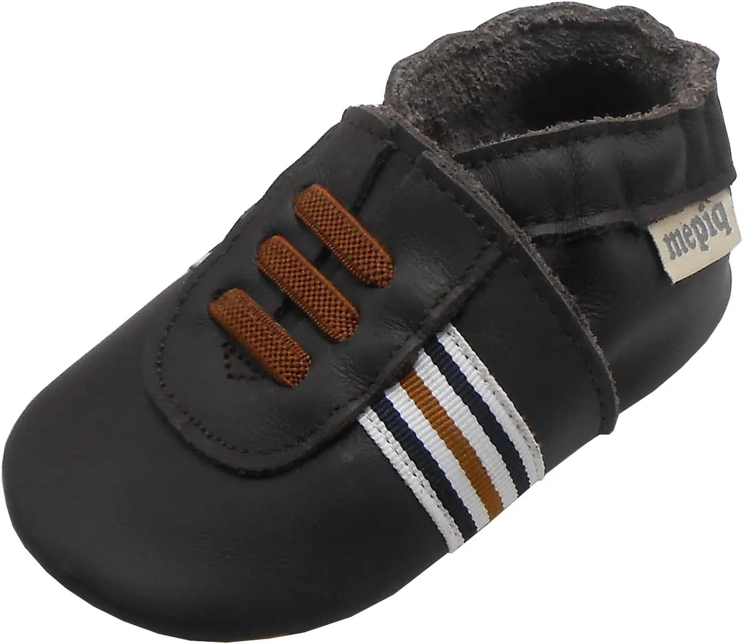 Soft Leather Slippers Baby Moccasins with Rubber Sole, Anti-Slip Infant Toddler First Walking Shoes for Boys Girls, 0-24 Months