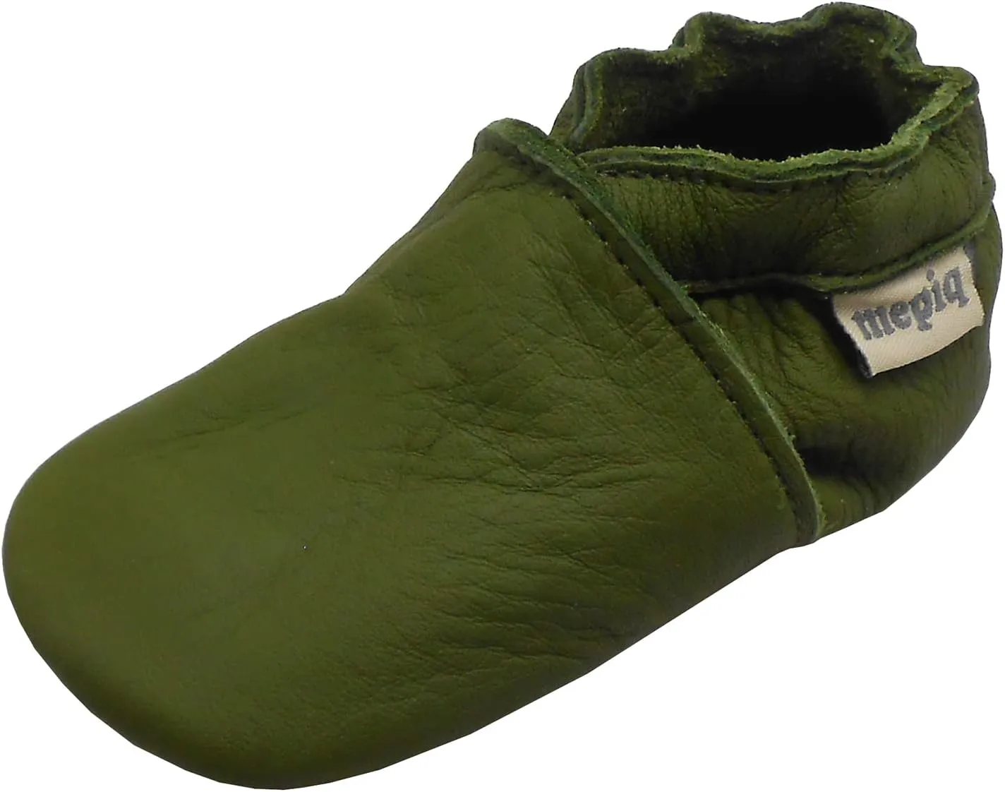 Soft Leather Slippers Baby Moccasins with Rubber Sole, Anti-Slip Infant Toddler First Walking Shoes for Boys Girls, 0-24 Months