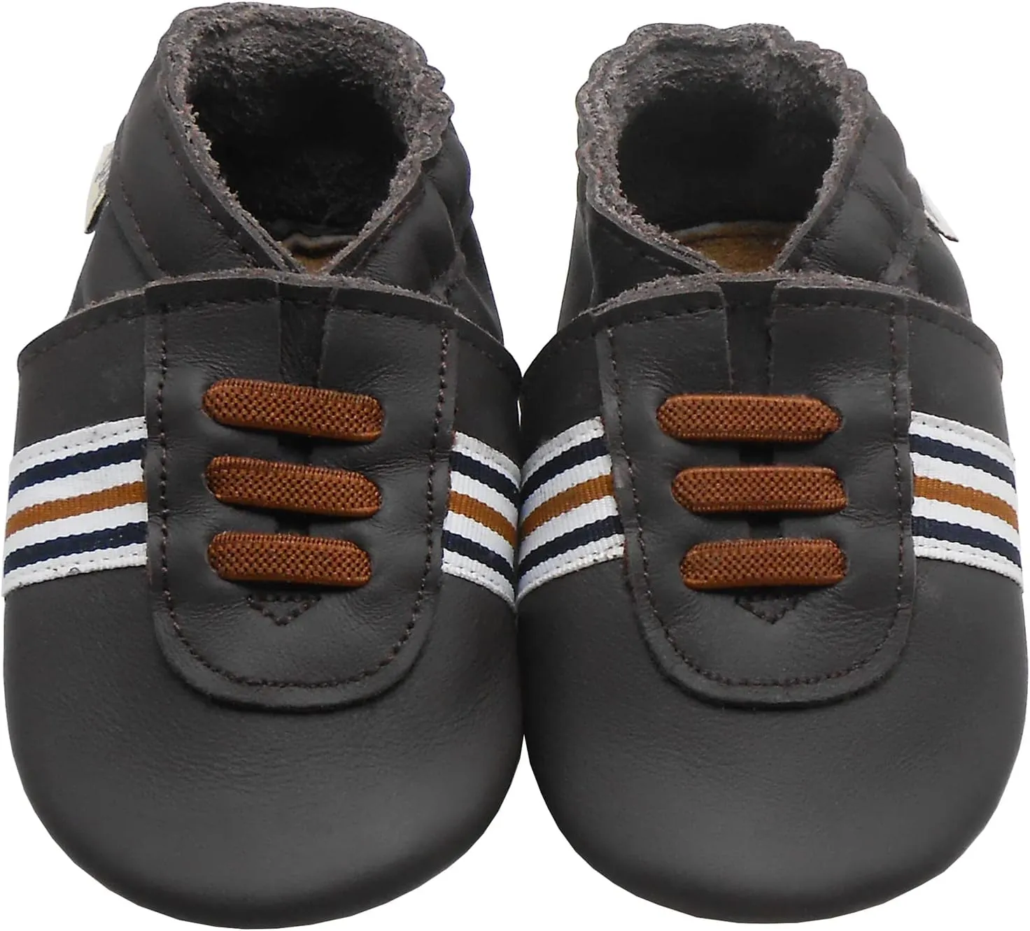 Soft Leather Slippers Baby Moccasins with Rubber Sole, Anti-Slip Infant Toddler First Walking Shoes for Boys Girls, 0-24 Months
