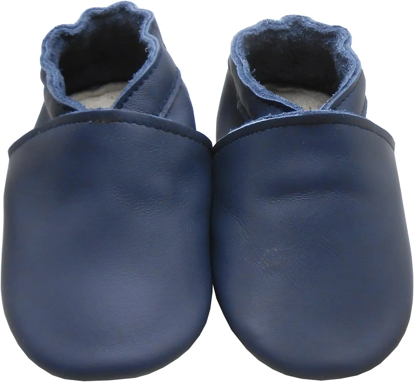 Soft Leather Slippers Baby Moccasins with Rubber Sole, Anti-Slip Infant Toddler First Walking Shoes for Boys Girls, 0-24 Months