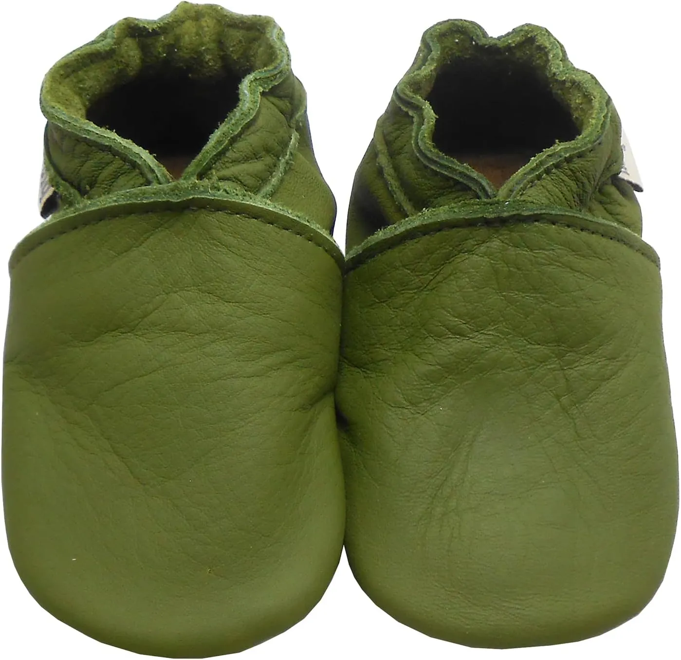 Soft Leather Slippers Baby Moccasins with Rubber Sole, Anti-Slip Infant Toddler First Walking Shoes for Boys Girls, 0-24 Months
