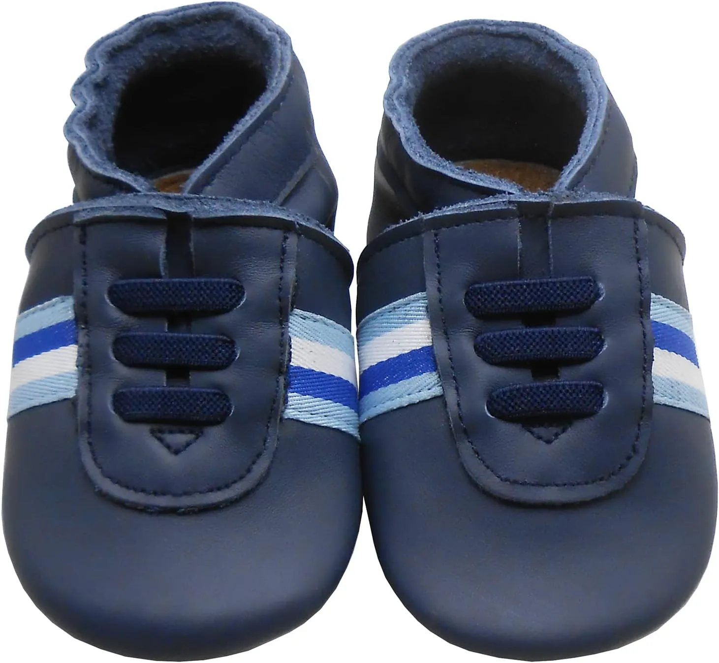 Soft Leather Slippers Baby Moccasins with Rubber Sole, Anti-Slip Infant Toddler First Walking Shoes for Boys Girls, 0-24 Months