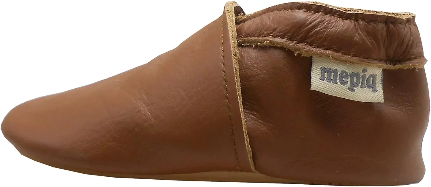 Soft Leather Slippers Baby Moccasins with Rubber Sole, Anti-Slip Infant Toddler First Walking Shoes for Boys Girls, 0-24 Months