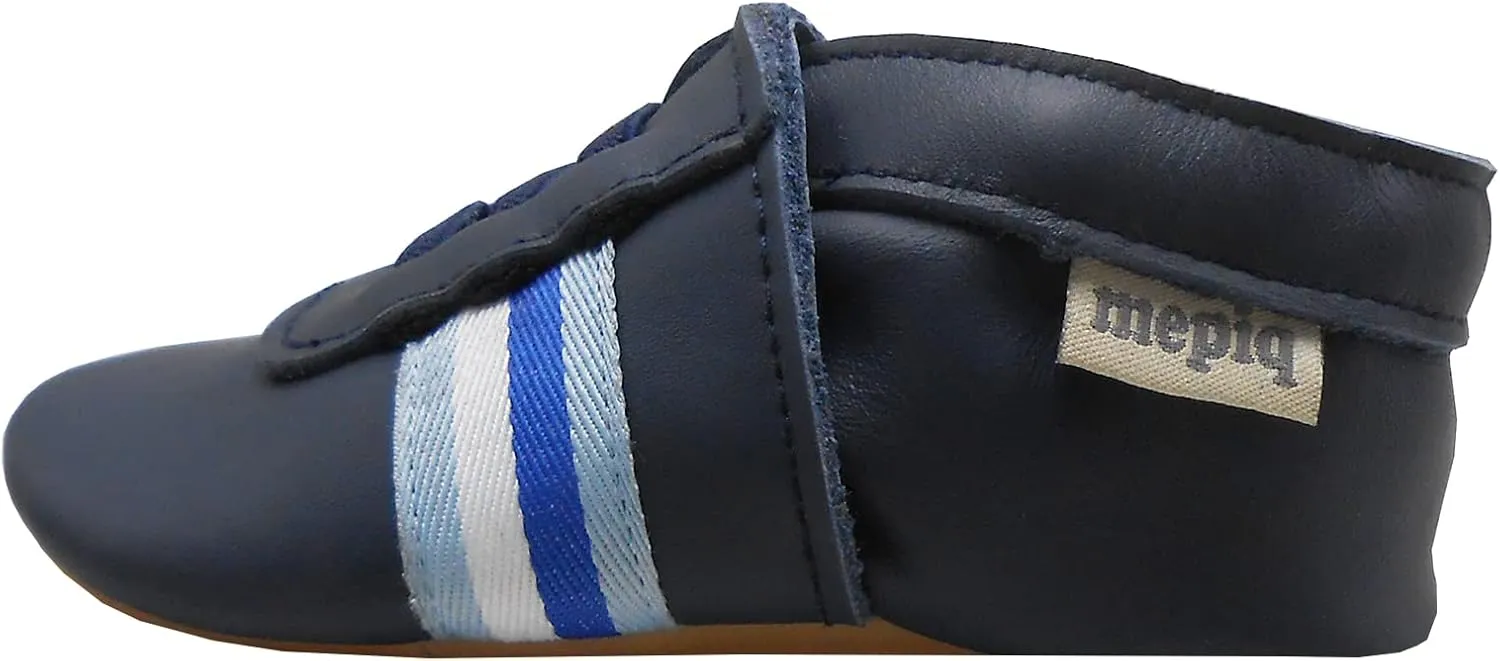 Soft Leather Slippers Baby Moccasins with Rubber Sole, Anti-Slip Infant Toddler First Walking Shoes for Boys Girls, 0-24 Months