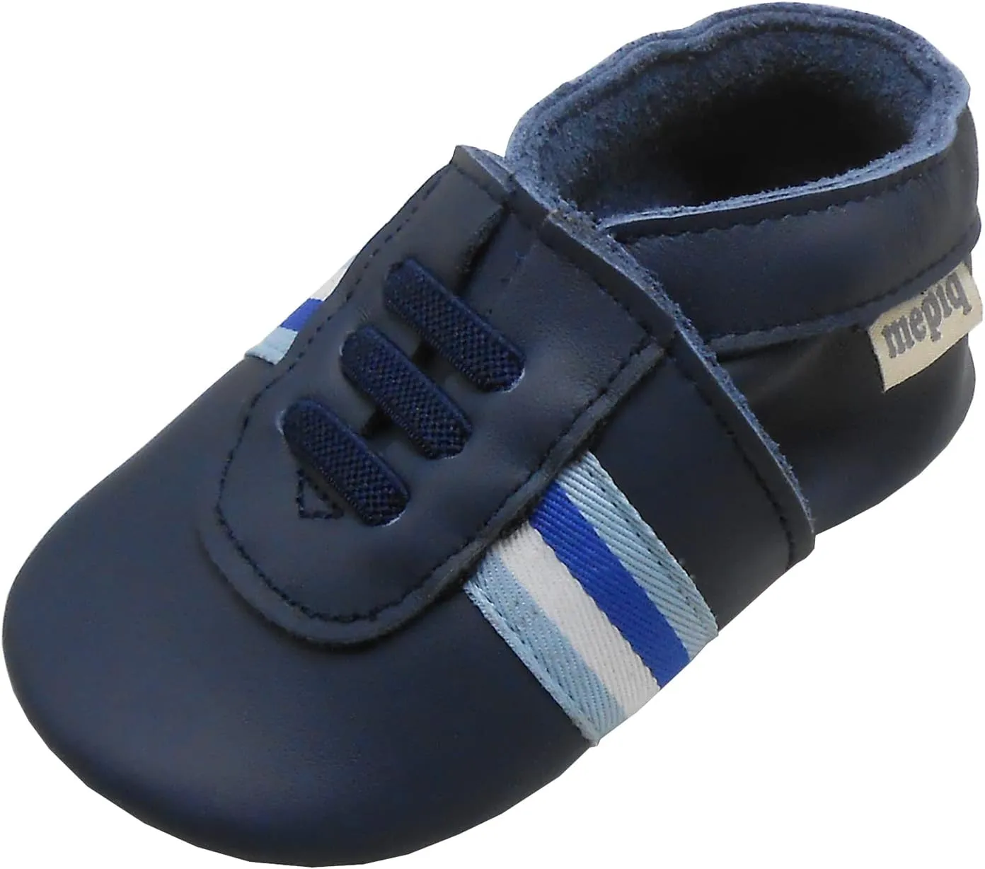 Soft Leather Slippers Baby Moccasins with Rubber Sole, Anti-Slip Infant Toddler First Walking Shoes for Boys Girls, 0-24 Months