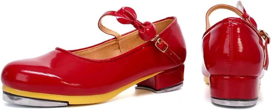 SWDZM Women's & Girl's Jazz Tap Dance Shoes Tap-Flex Patent Leather Tap Shoe,WX-208