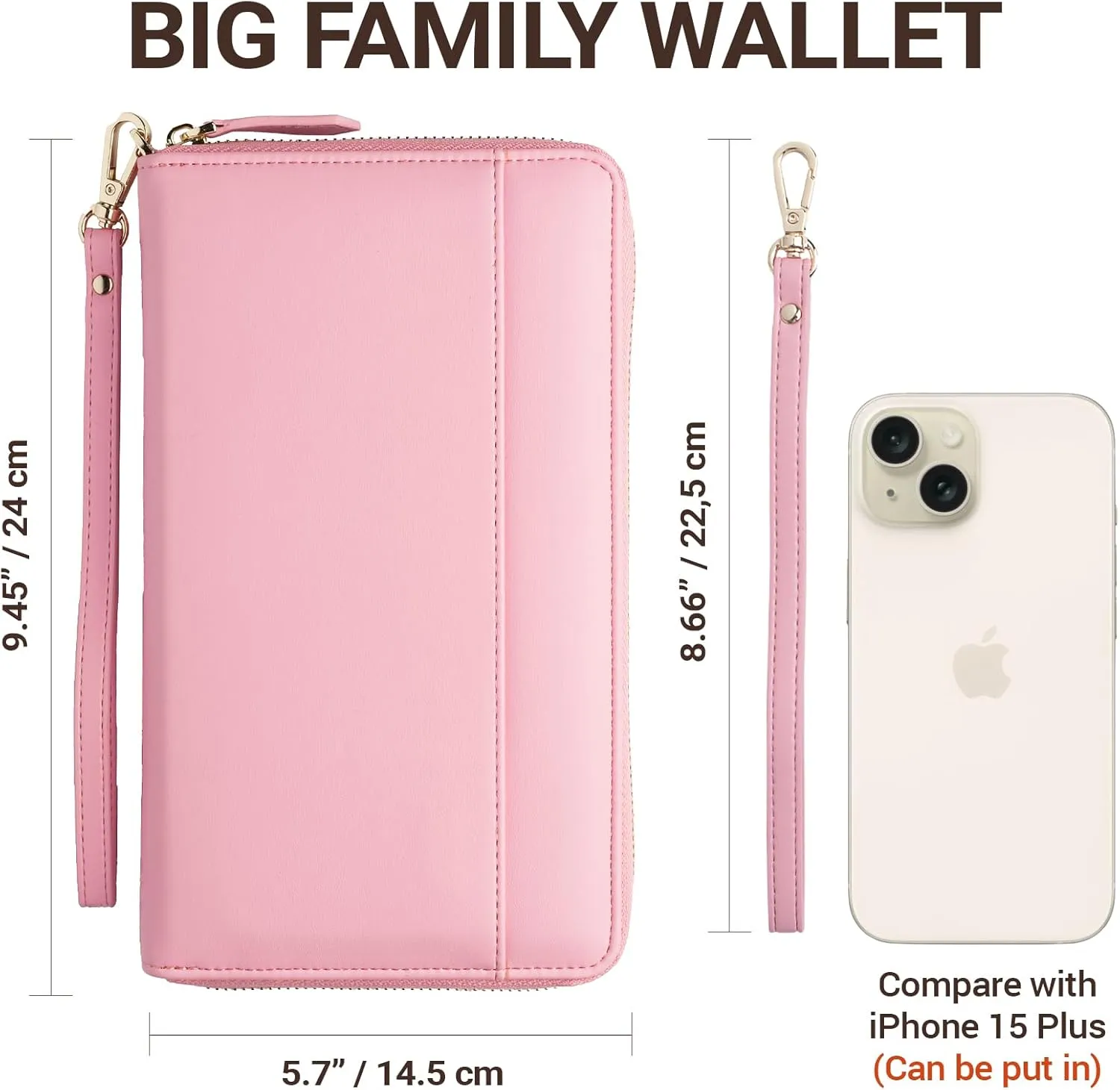 Travel Document Organizer - RFID Passport Wallet Case Family Holder Id Wristlet