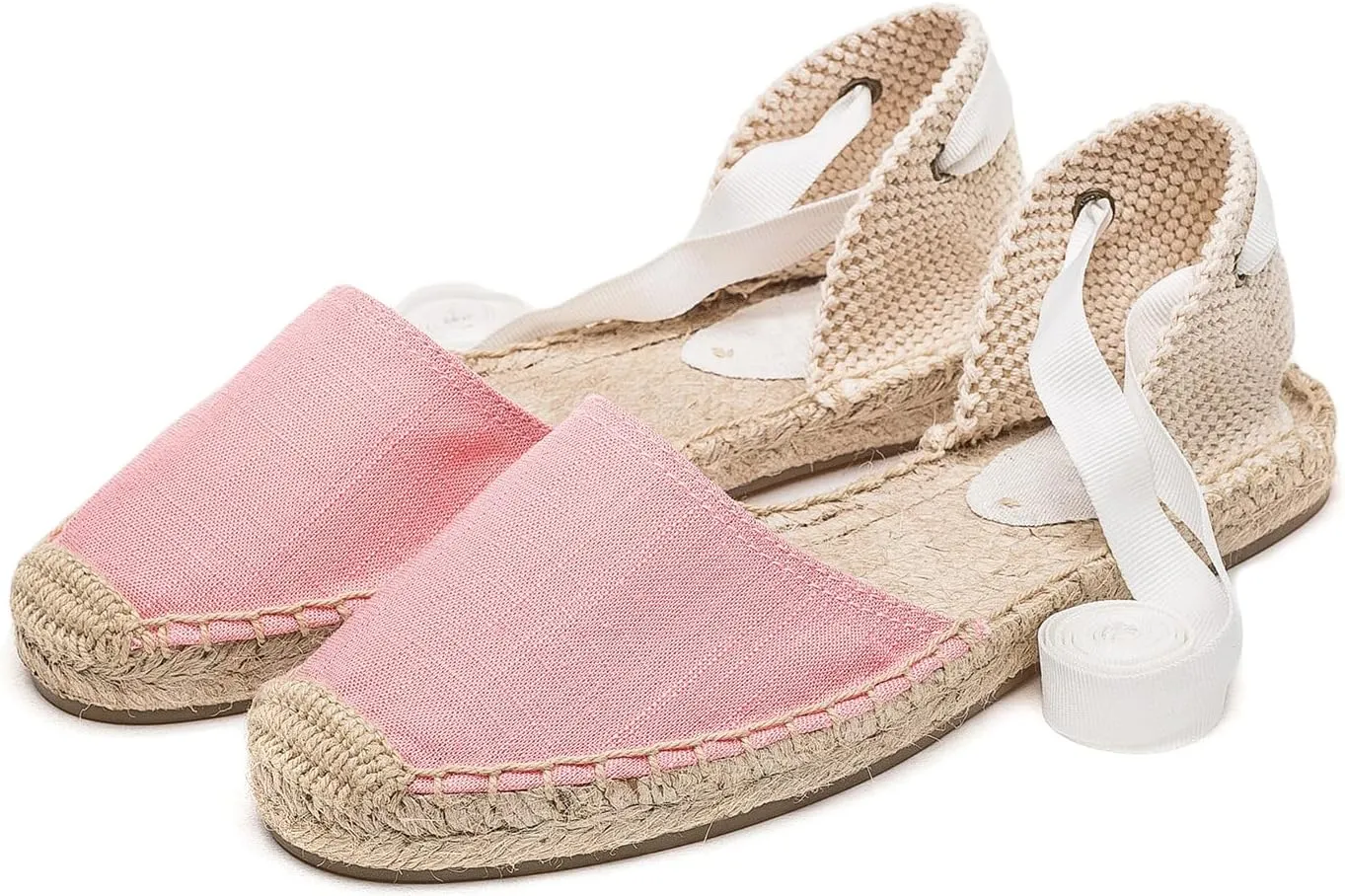 U-lite Women's Espadrille FLat Sandals Closed Toe Ankle Wrap,Classic Lace Up Summer Dressy Flat Shoes