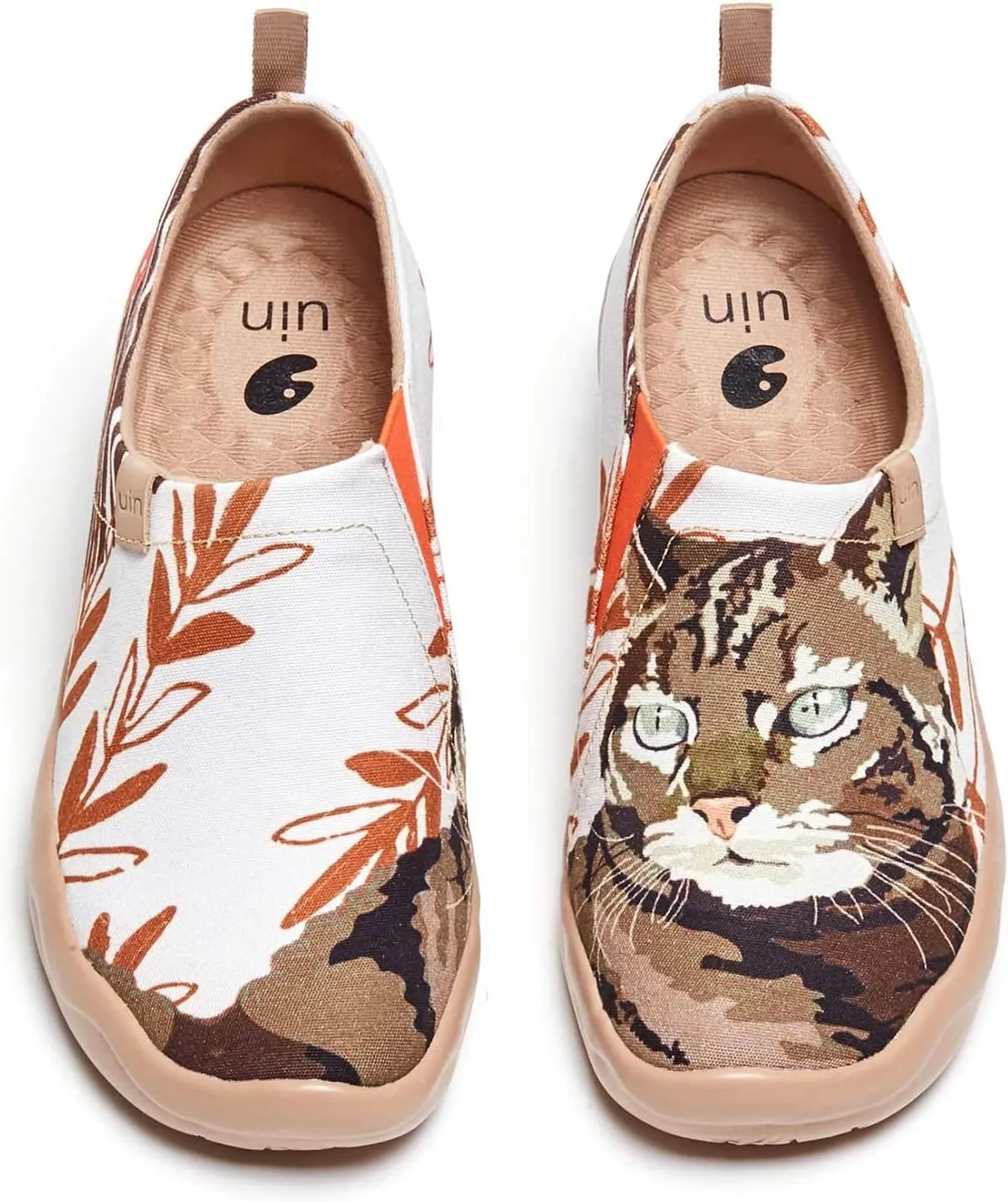 UIN Women's Walking Travel Shoes Slip On Canvas Casual Loafers Lightweight Art Painted Cute Pet Fashion Sneaker Fluffy Kitty (9.5)