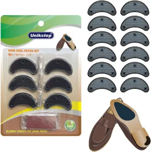 Unikstep 6 Pairs Shoe Heel Plate Tap, Shoe Heel Side Worn Repair Rubber Patch, Replacement Kit