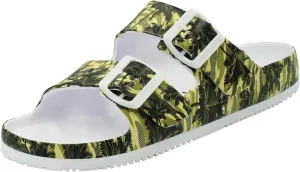 VICT POPU Womens Sandals Adjustable Double Buckle Strap Waterproof EVA Flat Slides