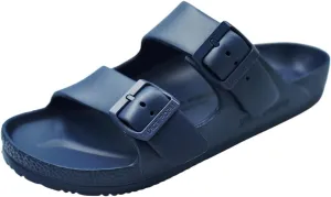 VICT POPU Womens Sandals Adjustable Double Buckle Strap Waterproof EVA Flat Slides