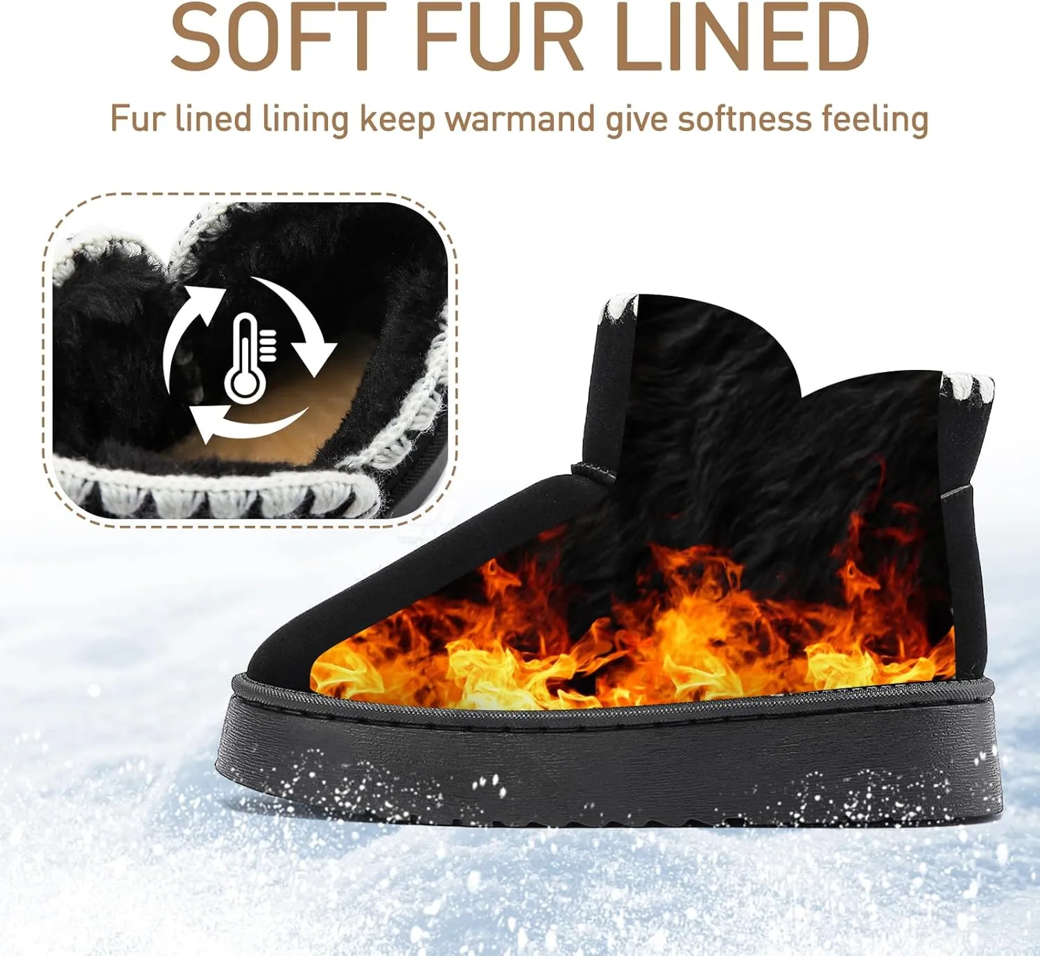 Winter Boots for Women, Lightweight Platform Boots Fashion Ankle Boots for Women,Classic Suede Fur Leather Snow Boots with Comfort Insole Waterproof Stylish Fall Boots