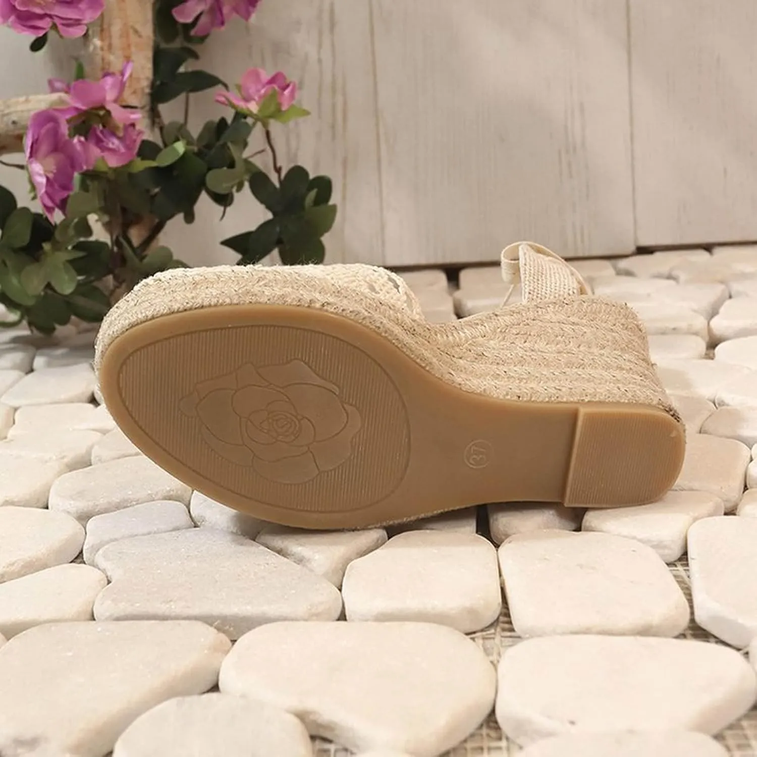 Women's Espadrille Wedge Sandal Hollow Closed Toe High Platforms Lace Up Dressy Summer Sandals Slip On Casual Shoes