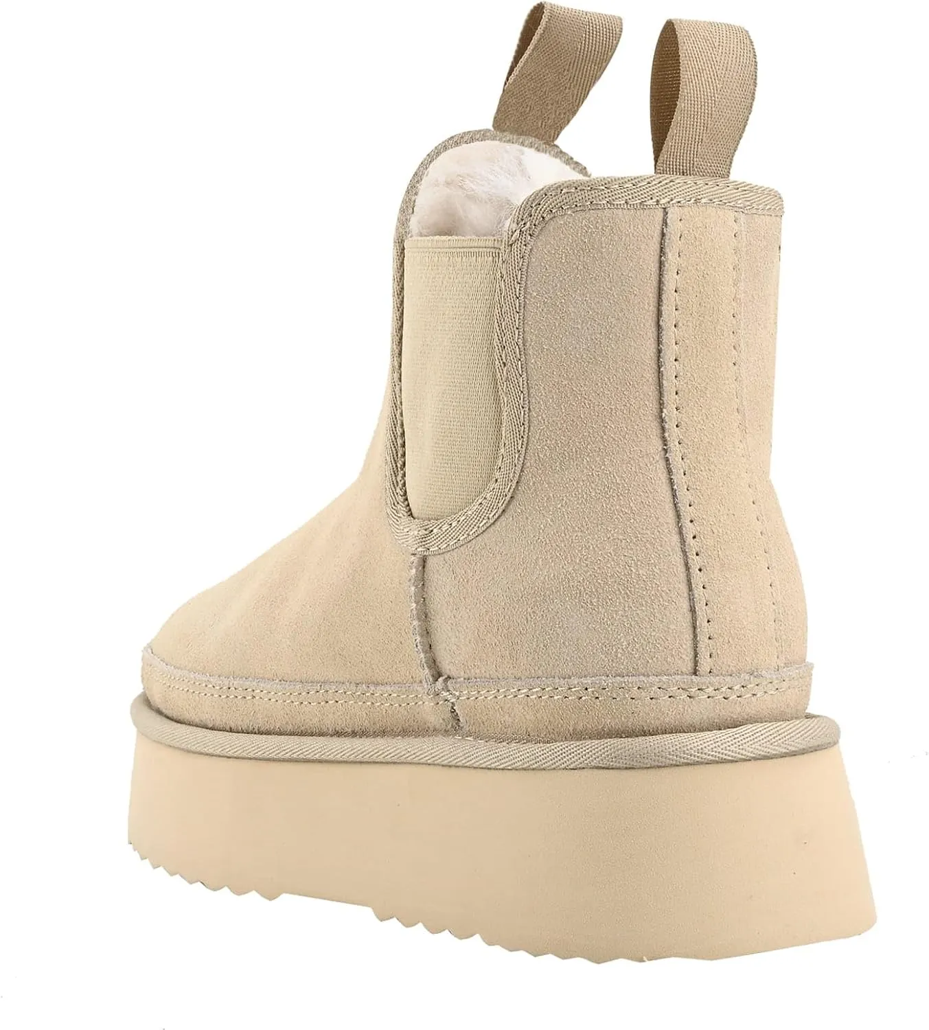 Women's Mini Snow Boots Platform Chelsea Winter Warm Faux Fur Lined Suede Indoor Outdoor Anti-Slip Classic Comfortable Flat Ankle Bootie