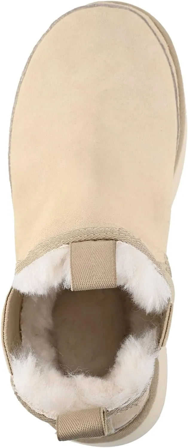 Women's Mini Snow Boots Platform Chelsea Winter Warm Faux Fur Lined Suede Indoor Outdoor Anti-Slip Classic Comfortable Flat Ankle Bootie