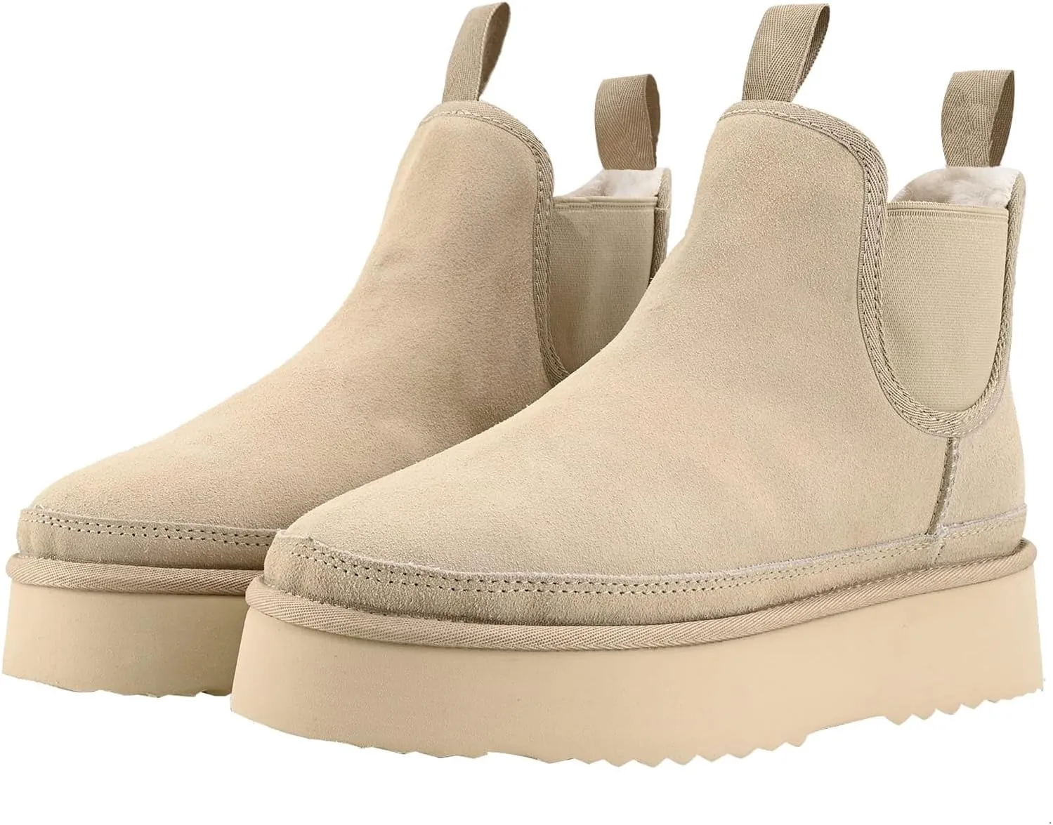 Women's Mini Snow Boots Platform Chelsea Winter Warm Faux Fur Lined Suede Indoor Outdoor Anti-Slip Classic Comfortable Flat Ankle Bootie